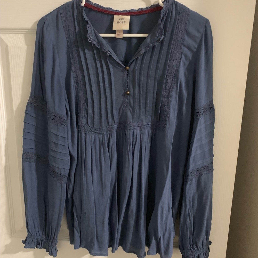 Knox Rose long sleeve blouse, steel blue, size S